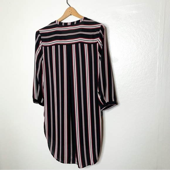 DR2 Daniel Rainn Sheer Black Stripe Long Tunic Button Front Shirt Small‎ S - Picture 9 of 9